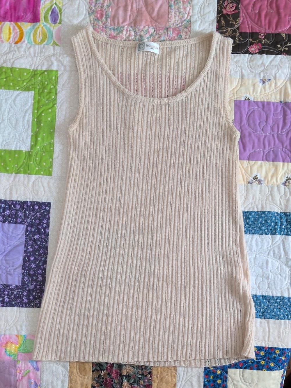 Moda Luxe Cream Ribbed Knit Tank Top Scoop Neck Minimalist Capsule Wardrobe